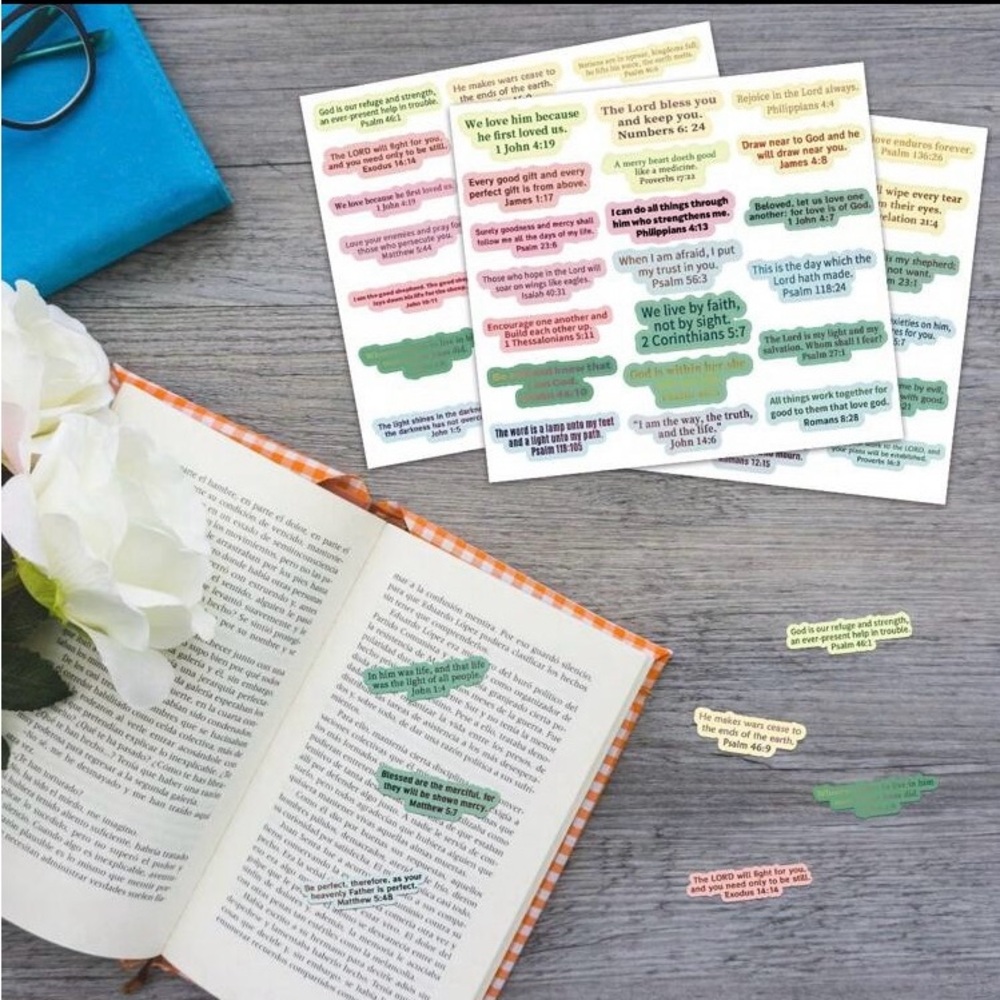 100 Bible Verse Stickers Christian Inspirational Scripture Green Journal Laptop - Picture 5 of 5